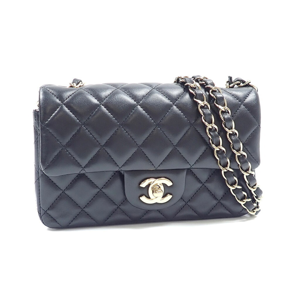 Chanel Chain Shoulder Bag Matelassé 20 Women's Black Lambskin A69900